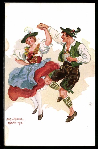 Carte postale artiste couple - carte, d'artiste