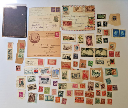 Lot timbres cartes postales - timbres,