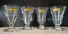 4 Anciens verres de bistrot BERGER en Verre Soufflé Ouraline - No Ricard, Pernod