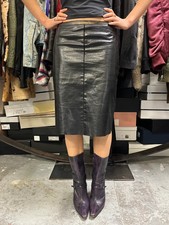 2000s Roberto Cavalli Black Leather Premium Skirt (M)