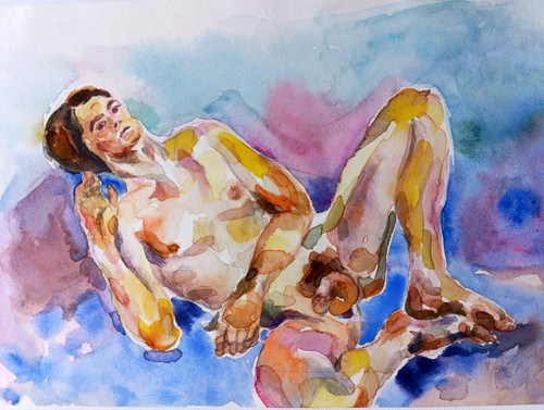 Aquarelle homme peinture - homme, nu