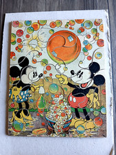 Ancien vintage Puzzle Bois MICKEY MOUSSE MINNIE bulle de savon walt disney
