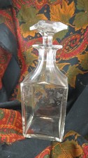 belle ancienne carafe whisky cristal taillé epoque 19e gravee de fleurs  20cm