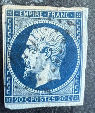 TIMBRE CLASSIQUE 20 c Bleu Empire N°14A - Ob. losange Petit Chiffre
