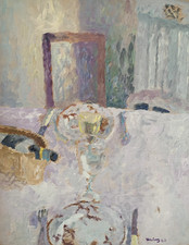 Tableau hst scène d'intérieur impressionniste Coin de table Salon Jean Venitien