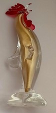 Superbe Coq Debout Murano Vintage Intérieur Or