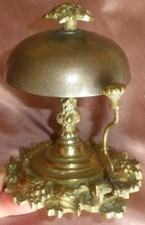 Timbre / sonnette comptoir d' hôtel Napoléon III / fin XIXème bronze doré & fer