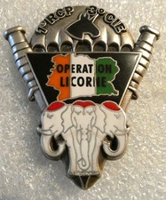 PARACHUTISTE 1 ER RCP OPERATION LICORNE AVEC MATRICULE *