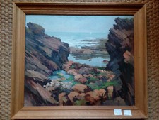 Superbe Huile "Gouffre de Plougrescant/Paimpol" Lucien Chenu(1913-2004) cachet