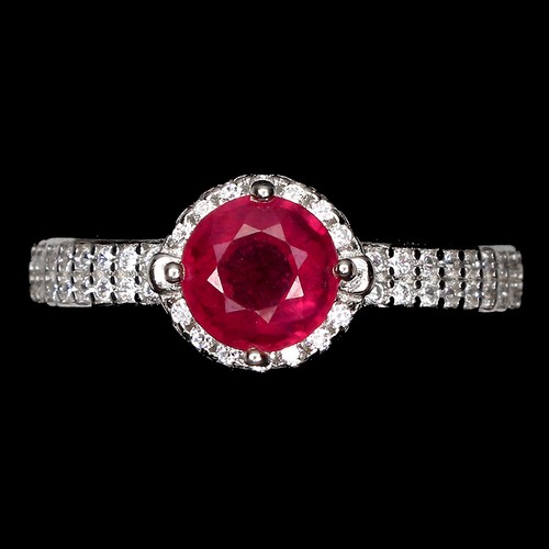 925 bague argent rond rubis - en,