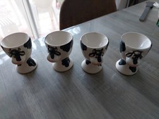 4 Coquetiers Déco Vache En Céramique 