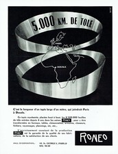 publicité Advertising 1021 1959    Roneo  plannings  5000 kms tole rayonnages