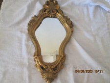 MIROIR PSYCHE BOIS DORE ROCAILLE A SUSPENDRE ANTIQUE GOLDEN WOOD MIRROR