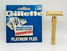 Rasoir Gillette Aristocrat Safety Razor + Lame Super Silver Platinum Vintage