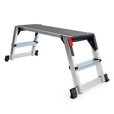 Wiltec Plateforme travail 126x52x49cm Marchepied 95x30cm Escabeau pliable Alu