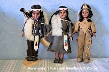 3 Poupées Indiennes + 1 bébé + 1 support Carlson Dolls, yeux mobiles , 18 cm