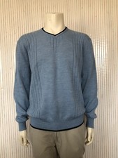 Pull Homme Bleu Olly Gan taille 6 Laine Merinos Cadeau pour Homme VHP008