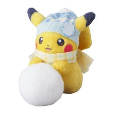 Peluche Pikachu jouant dans la neige boule de neige peluche Pokemon Center JA...
