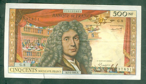 Rare billet 500nf molière - de,
