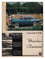 1958 DOCUMENT (ref Rap 479) PUB AUTO : SIMCA VEDETTE BEAULIEU CHAMBORD   1p