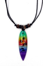 Collier chaîne de surfeur surfeur planche de surf planche de surf dauphin palmiers Hawaii