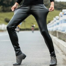 Hommes Faux Cuir Pantalon Noir