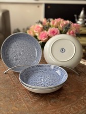 Lot de 4 assiettes creuses porcelaine COCEMA de Fès, Maroc, bleu de Fès