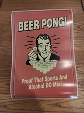 Affiche A Encadrer Vintage "Beer Pong!" 48 Cm X 33 Cm