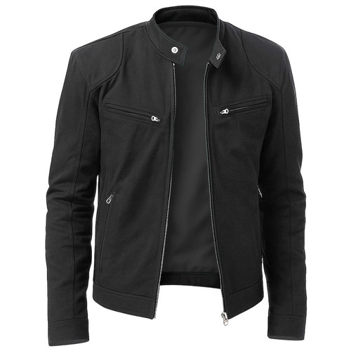 Veste biker cuir véritable - en,