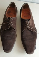 SANTONI chaussures  cuir velours marron taille  7  et demi