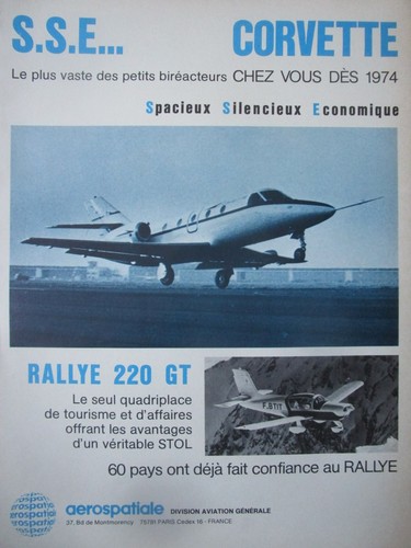 1973 pub aerospatiale avion - pub,