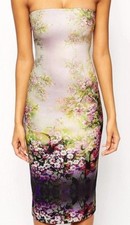 Robe crayon bustier prune/rose