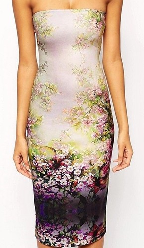 Robe crayon bustier - , prune/rose