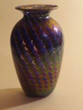 GLASS EYE STUDIO IRIDESCENT SWIRL ART GLASS VASE, MSH MOUNT ST. HELENS ASH