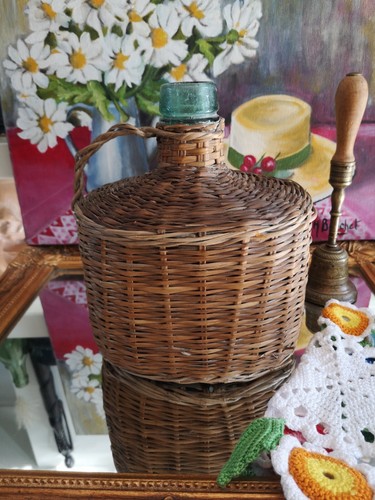 Dame jeanne vintage rotin - dame,