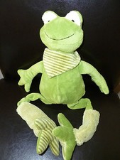 C4. DOUDOU PELUCHE NATALYS DYA SHOPPING GRENOUILLE VERT ECRU RAYE ETAT NEUF*