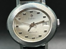 Rare ! *EXC+4* Montre Femme Vintage ZODIAC Automatique Argent Date 27mm Du JAPON