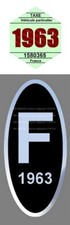 vignette 1963 + adhésif F 1963 noir chrome RENAULT PEUGEOT CITROEN ALFA MERCEDES