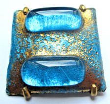 Ancienne magnifique broche en émaux d'art de créateur unique bijou vintage 5866