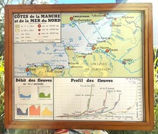 ancienne carte géographie Rossignol  France côtes Manche Rhin