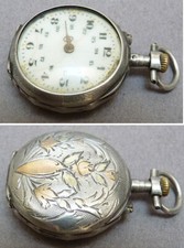 Petite montre à gousset de col en ARGENT massif + or 19e siècle silver watch