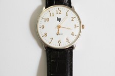 MONTRE-LIP CLASSIC S 12-10 QUARTZ récente-BRACELET D'ORIGINE CUIR-3,7cm RONDE