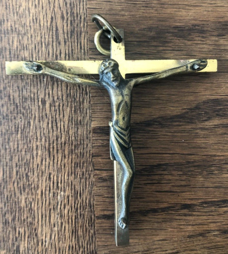 Ancien petit crucifix métal - ancien,