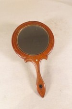 ANCIEN JOLI FACE A MAIN MIROIR DE VOYAGE EN ACAJOU LOUPE