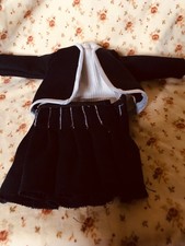 poupée ensemble 3 pieces veste corsage jupe bleu marine pour poupée 29 cm