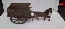 Tres Ancien jouet tôle Cheval Avec Carriole 31 Cm 
