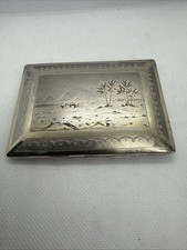 étui à cigarettes en argent 900 Poinçons Anglais Sterling Cigaret Box Silver