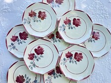 10 Assiettes à Dessert Gien Rosemonde Rouge