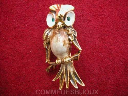 Broche vintage hibou owl - broche,
