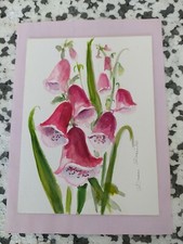 DAM DOMIDO Aquarelle papier "CAMPANULLES", coté, certificat 